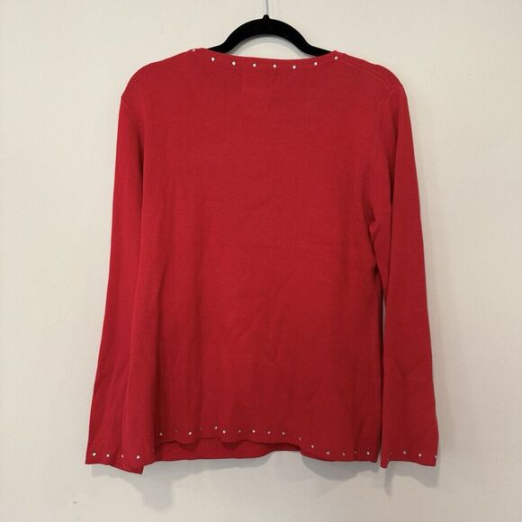 Quacker Factory Size Medium Snowman Embellished Top Red Christmas NWT 1586 - Picture 5 of 9